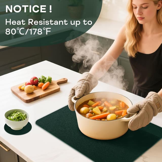 Detalle de APLKER Tischset Lederoptik im 6er Set – abwaschbar, doppelseitig, hitzebeständig (Grün)