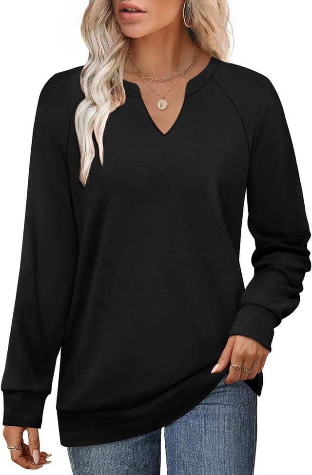 Thumbnail 6 de Aokosor women’s V-neck long sleeve sweatshirt jumper in a relaxed fit
