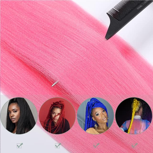 Detalle 2 de Extension per trecce pre-tese YDDM Capelli per Treccine Africane, rosa (20 pollici, 3 pack) con accessori