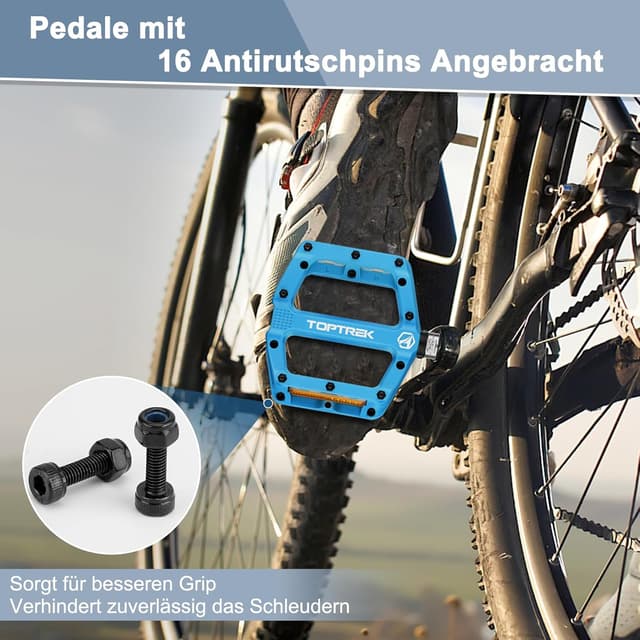 Detalle de toptrek Fahrradpedale mit StVZO-Reflektoren (Nylon-Composite Flatpedale, 9/16 Zoll)