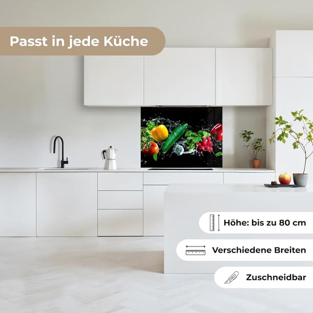 Detalle de KitchenYeah Küchenrückwand selbstklebend 60x80 cm (Spritzschutz, ohne Bohren) – Schwarz mit Glasoptik