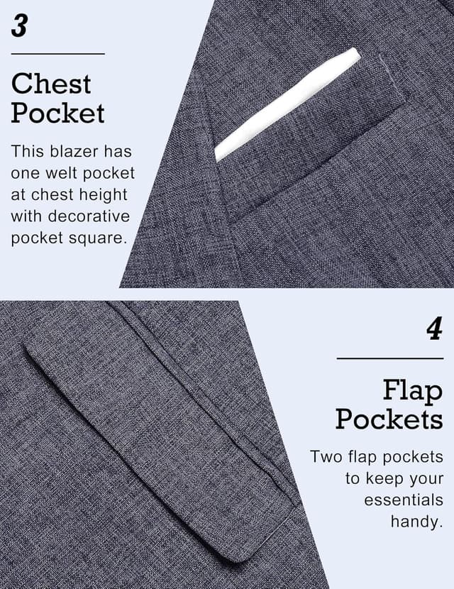 Detalle 2 de COOFANDY Men’s Slim Fit One-Button Sport Blazer Jacket with Notched Lapel