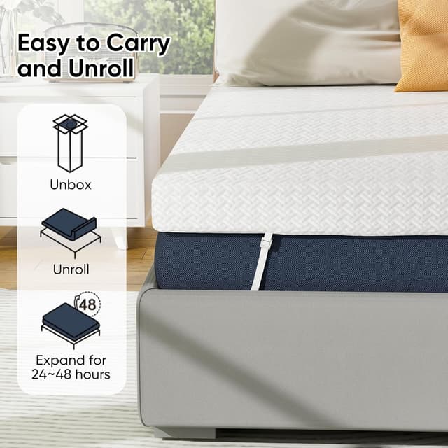 Thumbnail 6 de Fijinhom 3 Inch Memory Foam Mattress Topper (Super King, 180x200cm) with Cooling Cover