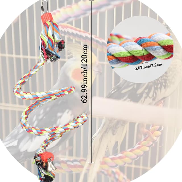 Detalle 2 de JVHLOV 160cm Bird Standing Climbing Toy with Parrot Spiral Rope Swing