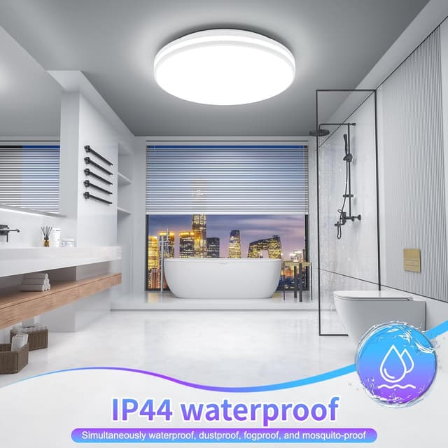 Detalle de LED Deckenleuchte 20W (Bad, IP44) – runde Badezimmerlampe kaltweiß 5000K, 26 cm