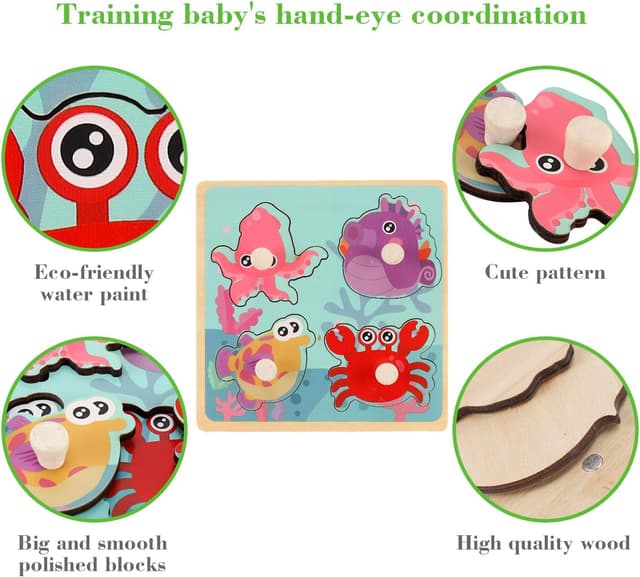 Thumbnail 4 de Wooden Peg Puzzles for Toddlers 1-3 Set of 4