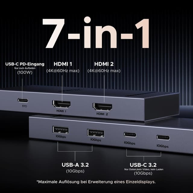 Thumbnail 1 de UGREEN Revodok Pro 207 USB-C Hub 2HDMI 4K@60Hz