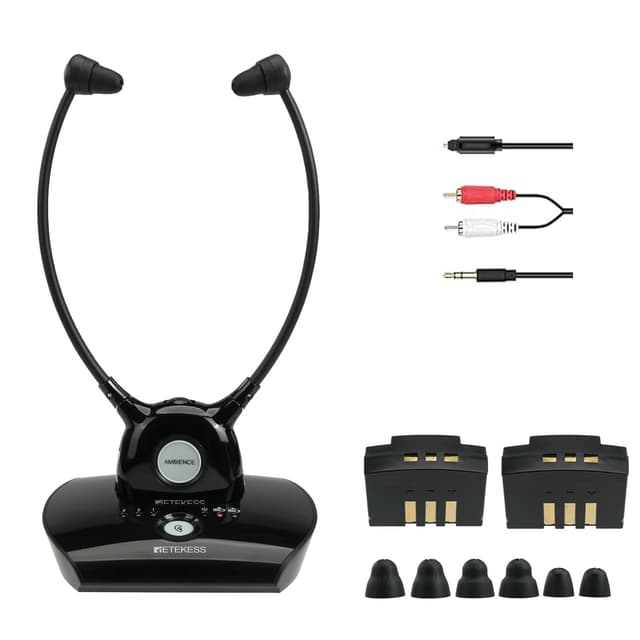 Detalle de Retekess TA008 kabellose Funkkopfhörer für TV mit 2,4G Low-Latency, 30 m & einstellbarer Dämpfung