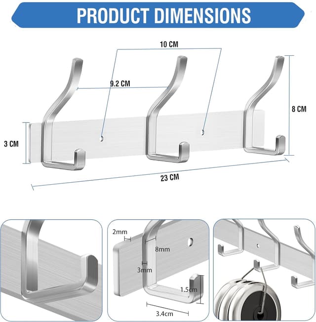 Detalle 2 de ZUIMENG Appendiabiti da Parete 3 ganci 🪝