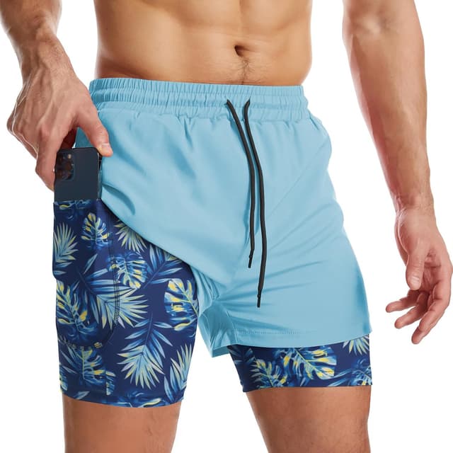 Thumbnail 4 de Surenow Mens 2-in-1 Running Shorts with Liner