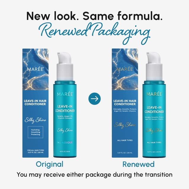 Detalle 2 de MAREE Leave-In Conditioner Hair Gloss (2 Pack) for Dry, Damaged Hair with Keratin & Argan Oil