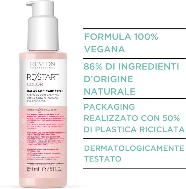 Detalle de Revlon Professional RE/START Color Balayage Care Cream – trattamento senza risciacquo vegano per capelli con balayage, 150 ml