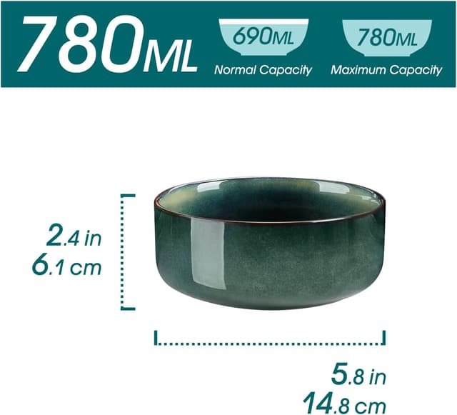 Detalle de vancasso STARRY 780 ml Suppenschalen-Set (6-teilig) – Müslischalen aus Steingut/Porzellan-Keramik für Ramen, Pasta, Salat & Dessert