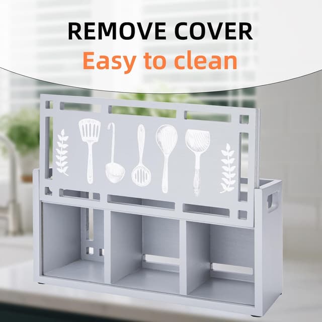 Thumbnail 5 de Karisky Utensilienhalter Küchentheke grau 3 Fächer