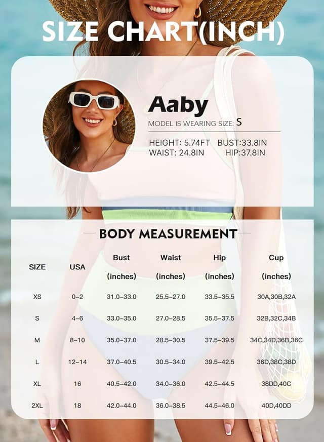 Detalle 2 de Herseas Women 2-Piece High-Waisted Color Block Bikini Set with Adjustable Straps