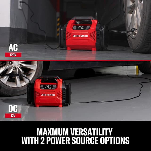 Thumbnail 5 de Craftsman Dual Power Tire Inflator Portable Air Compressor (12V DC + 120V AC) Up to 150 PSI