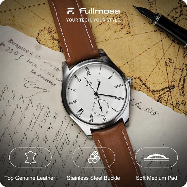 Detalle 2 de Fullmosa 22mm Uhrenarmband Braun Echtleder