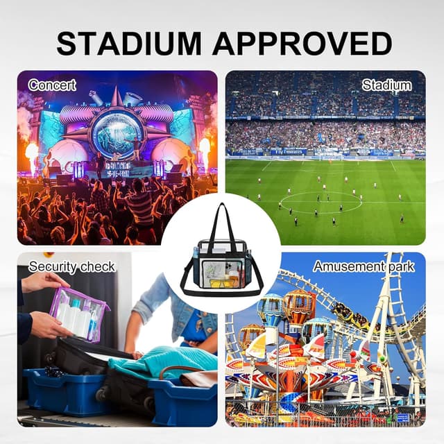 Detalle de USPECLARE Clear Stadium Messenger Bag (12x6x12) for Events, Work, and Gym