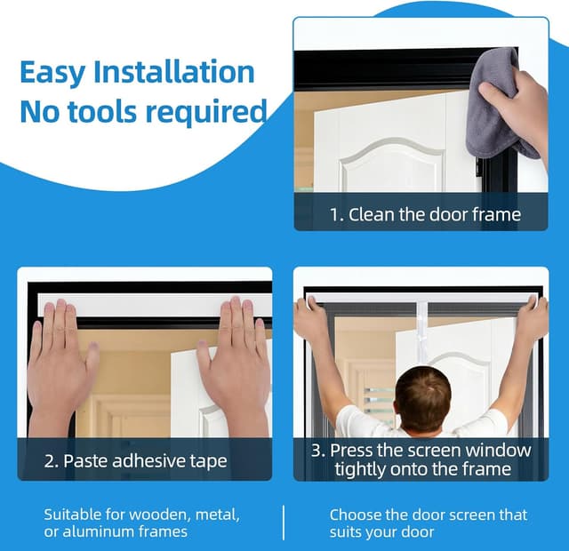 Thumbnail 6 de MYCARBON Zanzariera porta magnetica anti-mosche e anti-zanzare per finestra/porta, 120x240 cm, bianco