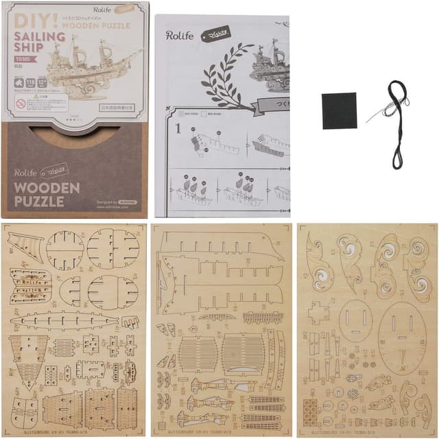 Detalle 2 de Rolife Bateau à Voile Puzzle 3D en bois TG305, maquette à construire pour adultes (modélisme & décoration)