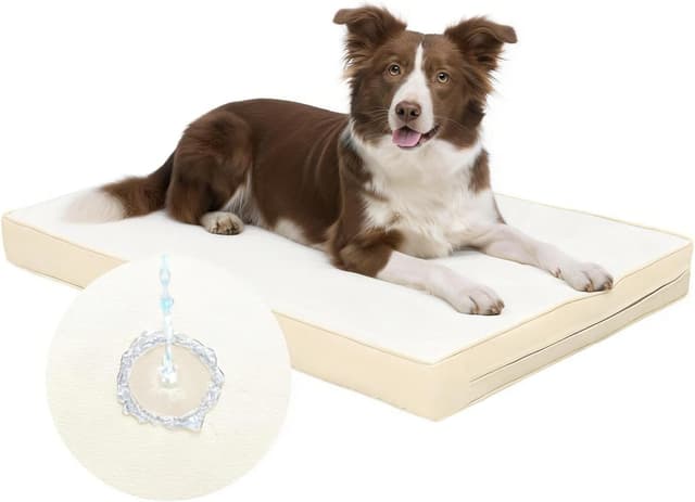 Detalle de Favodormir Waterproof Dog Bed for Crate with 7cm Orthopedic Foam Mattress (88x55x7cm) – Beige