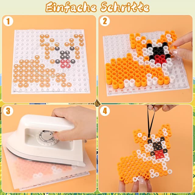 Thumbnail 6 de Homgaty großes Bügelperlen-Set (10 mm, ca. 1.000 Stück) mit Tier-Mustervorlagen und Bügelpapier