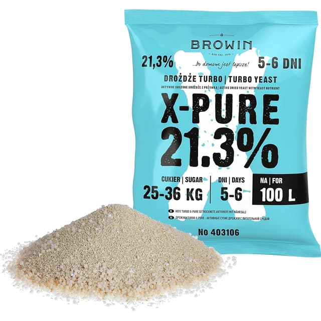 Detalle de BROWIN® Hefe Turbo X-Pure 403106 – Destillation | Gärhefe bis 21,3% Alkohol in 48 Stunden für 100 Liter