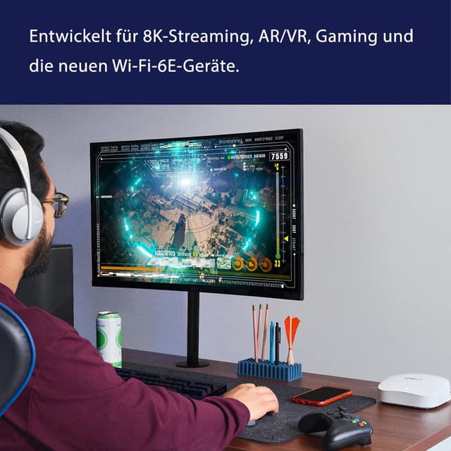 Detalle de eero Pro 6E Mesh-WLAN-Router (Doppelpack, 2022) mit 2,5‑Gbit/s‑Ethernet und bis zu 380 m² Abdeckung