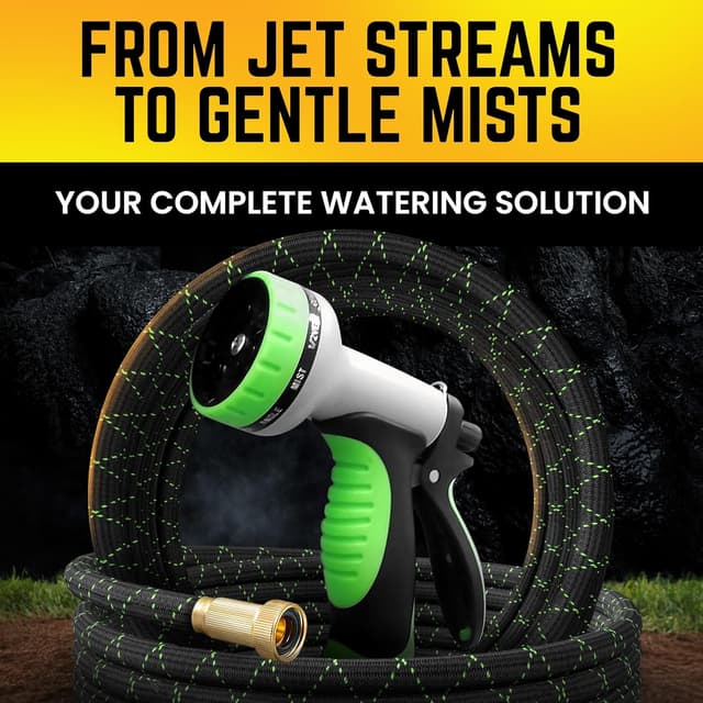 Detalle de PowerFlow Garden Hose (Non-Expandable) 25 Feet Stainless Steel Metal Water Hose + Bonus 10-Way Spray Nozzle