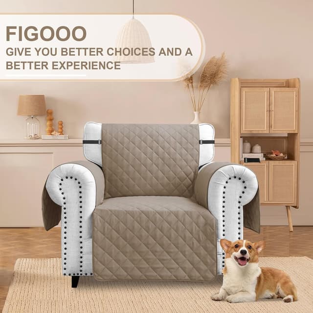 Thumbnail 6 de FIGOOO Copridivano impermeabile 1 posto trapuntato con tasche laterali color cachi