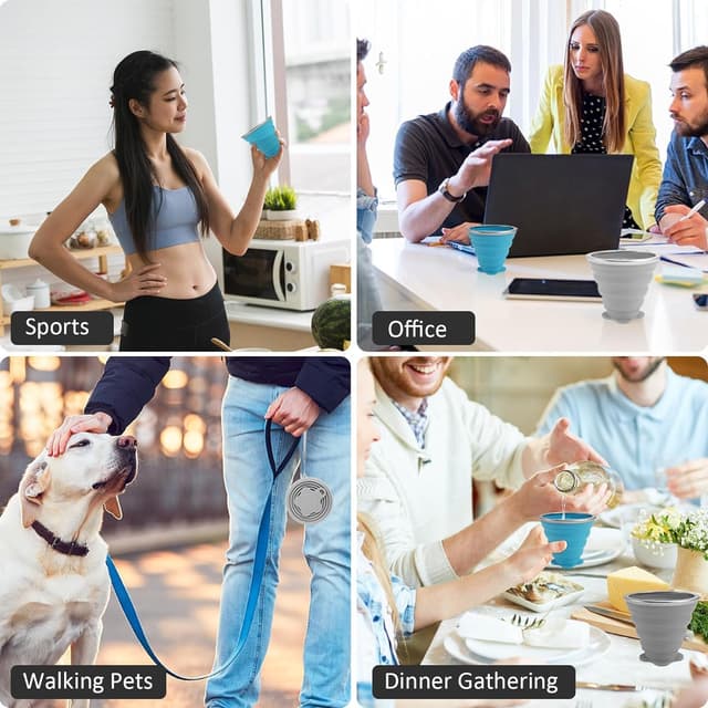 Thumbnail 6 de ddLUCK Silicone Foldable Cup (2 Pack) BPA Free Collapsible Travel Mugs with Sealing Lid