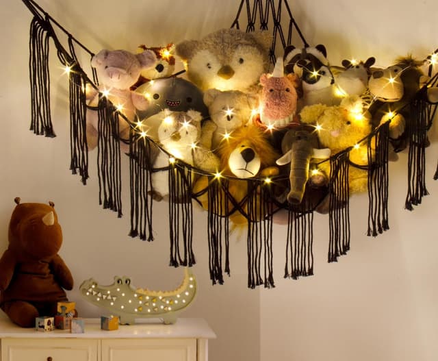 Thumbnail 5 de Macrame Stuffed Animal Hammock Corner with LED Light