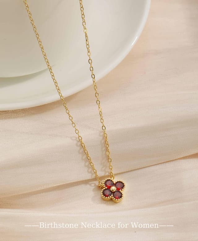 Detalle de FUNEIA collier femme plaqué or 18k à zircone cubique « trèfle à 4 feuilles » – chaîne ajustable