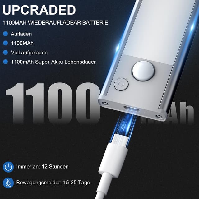 Detalle 2 de Slim Bright Unterbauleuchte LED mit Akku 30 cm