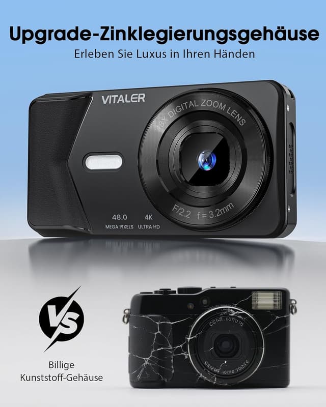 Detalle de VitalicER Digitalkamera 64MP 4K mit Doppelobjektiv