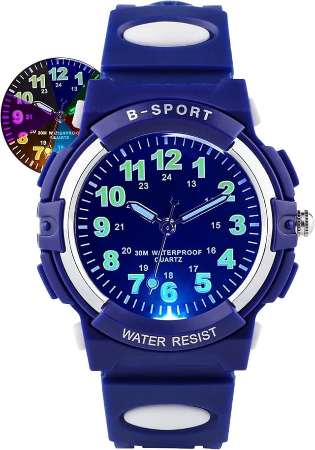 Thumbnail 6 de DTKID Analoge Kinderuhr mit Licht – Jungen & Mädchen, gut lesbares Zifferblatt, 50 m wasserdicht (ab 5–16 Jahren)