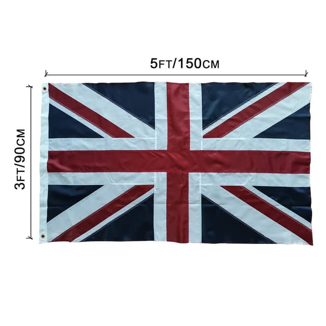 Detalle 2 de Union Jack British Flag 3x5FT (90x150cm) – Sewn Stripes, Brass Grommets, for Outdoors & Indoors