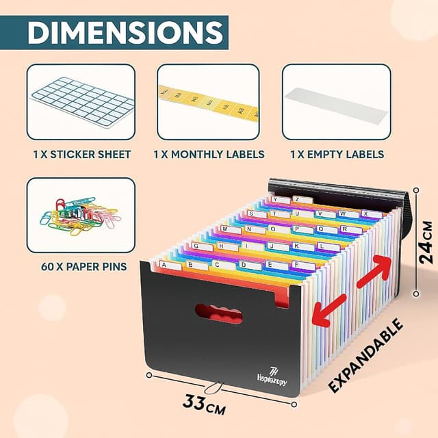 Detalle 2 de Heptazopy File Organiser 26-folder A4 document organiser