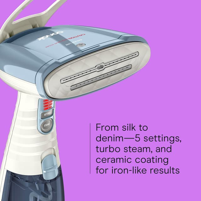 Detalle de Conair Turbo ExtremeSteam 1875W Handheld Garment Steamer for Clothes (Blue) — Portable fabric steamer