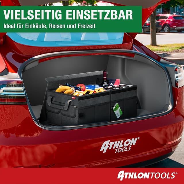 Detalle 2 de ATHLON TOOLS Kofferraum Organizer XXL – faltbare Kofferraumtasche mit Deckel, rutschfest und verstärkt