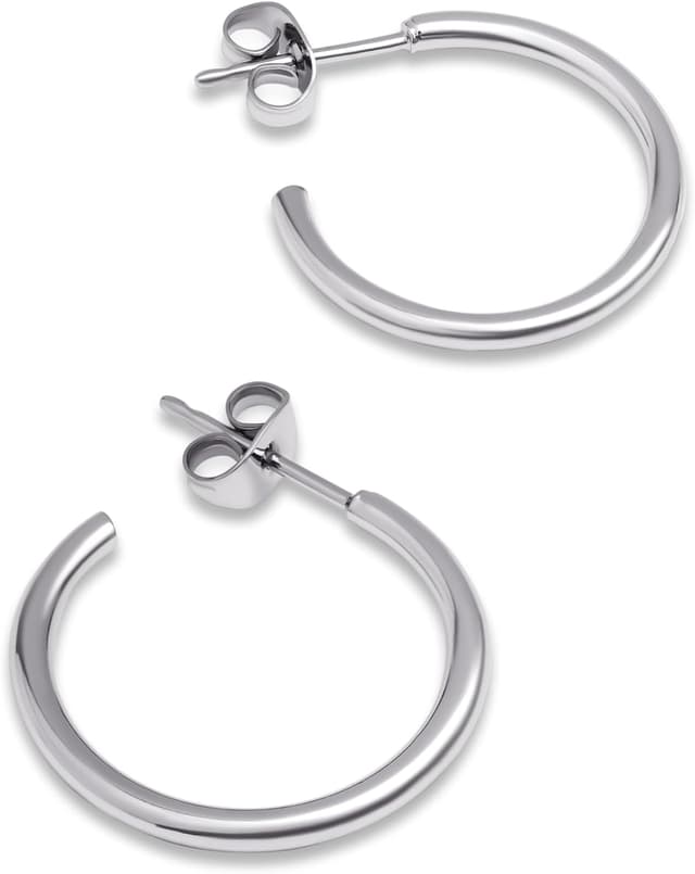 Detalle 2 de SINGULARU Pendientes Aro Ank, baño de rodio 💍