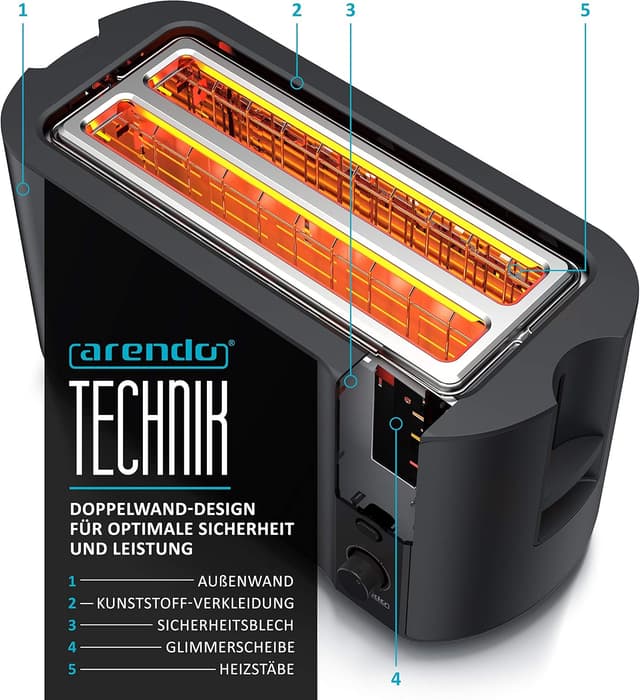 Thumbnail 2 de Arendo Edelstahl Toaster 4 Scheiben 🍞