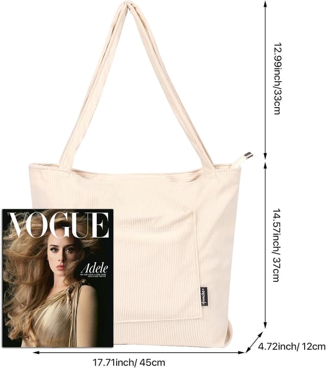 Detalle 2 de homchen Corduroy Tote Bag waterproof large capacity
