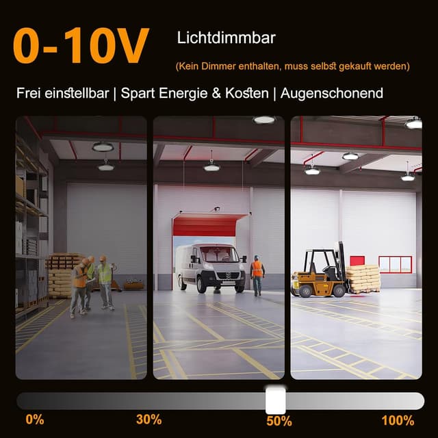 Detalle 2 de RUISUN UFO Hallenstrahler-Set (4 Stück) 100 W, dimmbar, IP65 – 6000 K High-Bay für Werkstatt & Lager