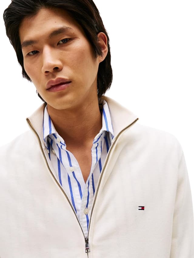 Detalle de Pull zippé homme Tommy Hilfiger Essential Cotton Zip Thru 100 % coton