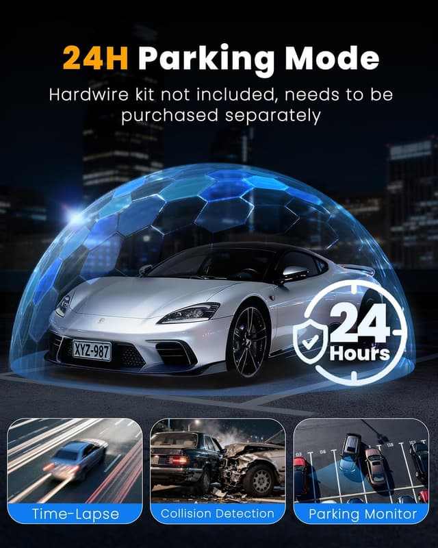 Detalle de 4 Channel Dash Cam (4K Front + 3×1080P) with 5G WiFi, GPS, GPS/G-Sensor, 24H Parking Mode and 64GB Card Included