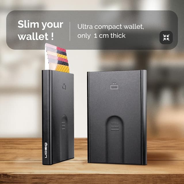Detalle 2 de ÖGON -DESIGNS- Automatic Aluminium Card Holder (RFID protection) – slim 1 to 6 card slider