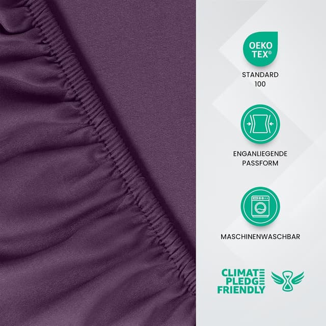 Detalle de Utopia Bedding Spannbettlaken 140x200 cm in Lila – Gebürstete Polyester-Mikrofaser mit 35 cm Taschen tiefe