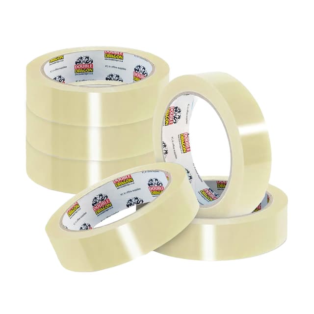 Detalle de Double Dragon Clear Packaging Tape (24mm x 40m) – 6 rolls, extra-strong parcel sealing tape