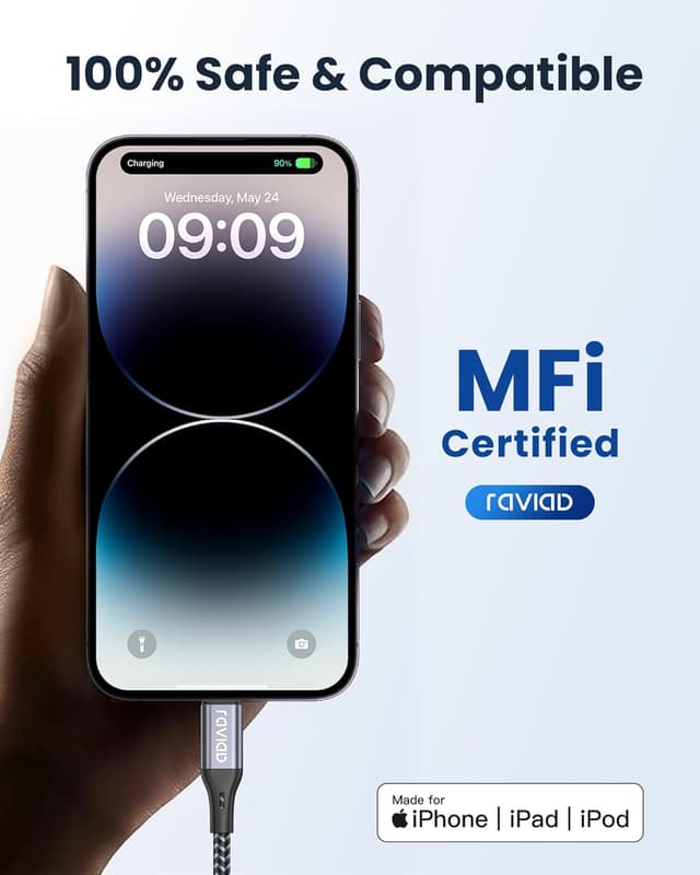 Detalle de RAVIAD USB C Lightning Kabel 2M